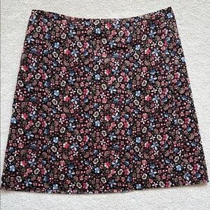 LOFT Black Floral A-Line Mini Skirt